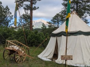 A medieval tent and cart