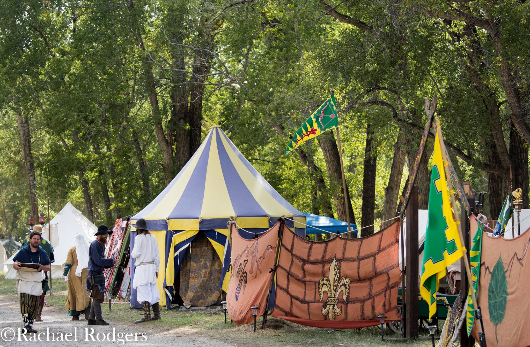 A decorated tent and camp at battlemoor