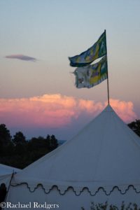 A tent at sunset