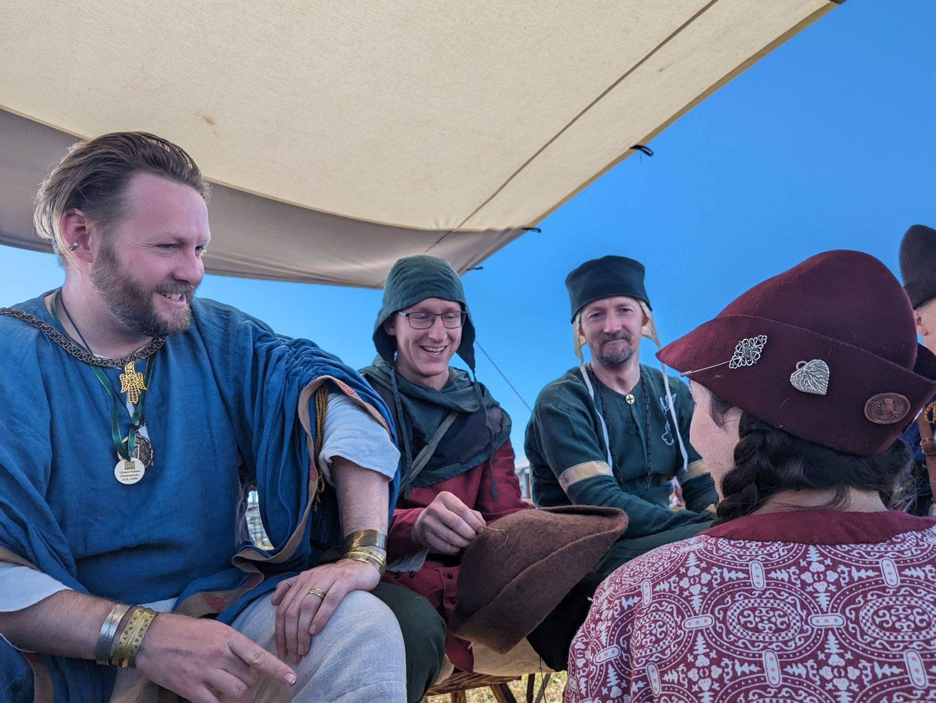 A group of people laughing together